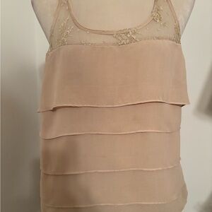 Forever 21 Cream Layered Gold Embellishment Holiday Camisole Top size L